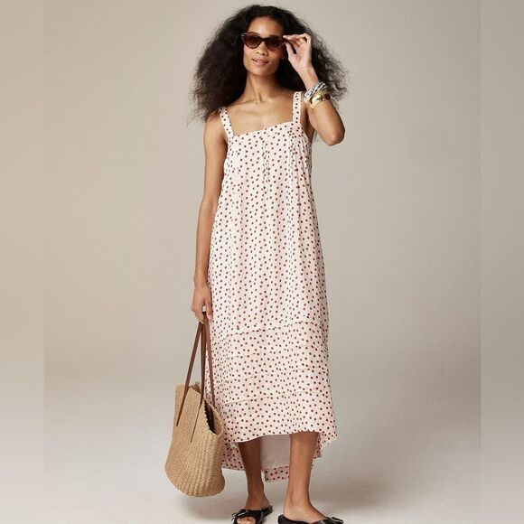 J Crew Pintuck Polka Dot Midi Dress in Drapey Organza NWT - Picture 1 of 12